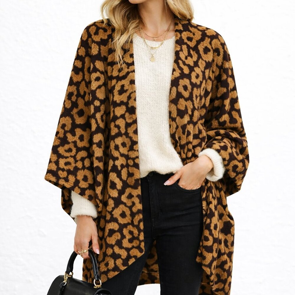 M/L Open Front Brown/Tan Open Front Soft Cozy Chic Cardigan